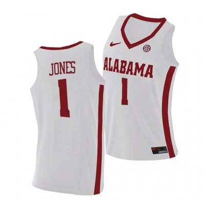 Men's Alabama Crimson Tide #1 Herbert Jones White 2021 NCAA Replica College Basketball Jersey 2403AASJ3